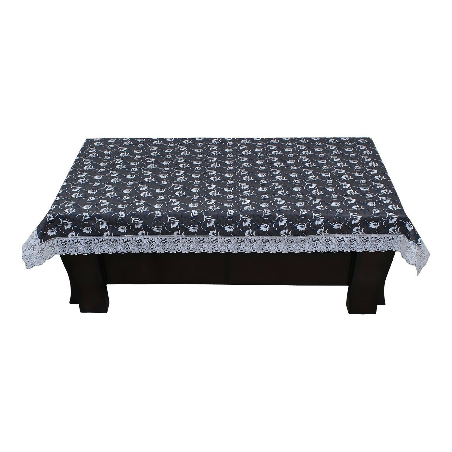 Radiant Black Nalni Embroidered Polyester Table Cover – Small & Large (40x60 & 60x90) Inches