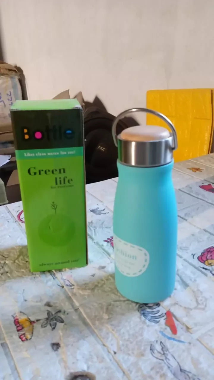 Stainless Steel Fridge Water Bottle 360 ml – Leak-Proof, Rust-Free, Hot & Cold, BPA-Free with handle