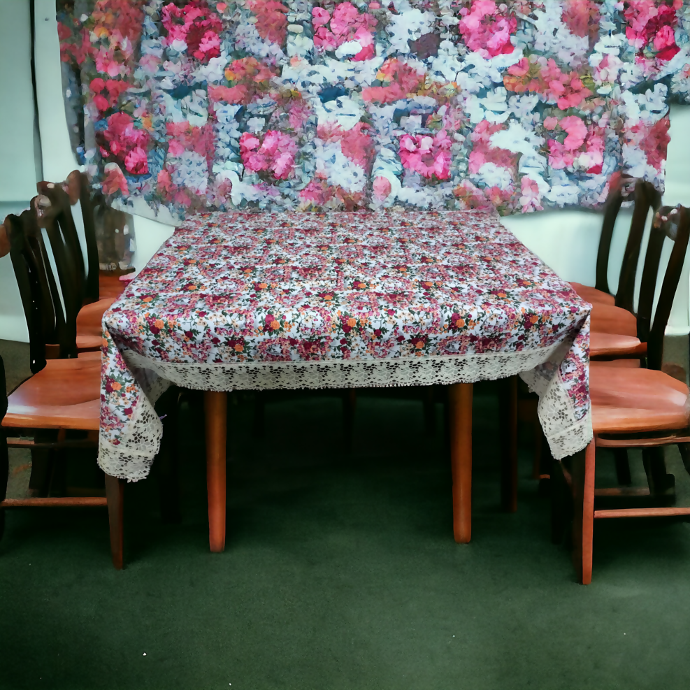 Mopak Decor 3D Printed Table Cover with Lace – Medium (40x60) for 4-Seater & Large (60x90) for 6-Seater – Rectangular Dining and Centre Table Cloth (Orange)