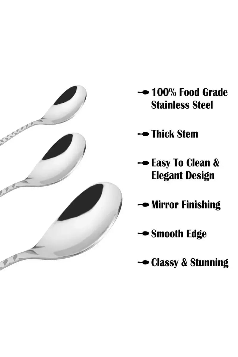 Prabha Stainless Steel Pyramid Baby Spoon Set - 15cm