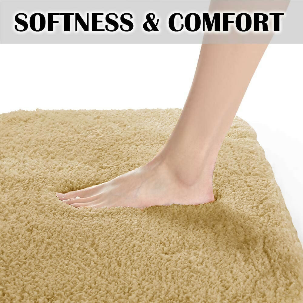AaHo Water Absorbent Bath Mat Machine-Washable Fluffy Rug for Home (Gold)