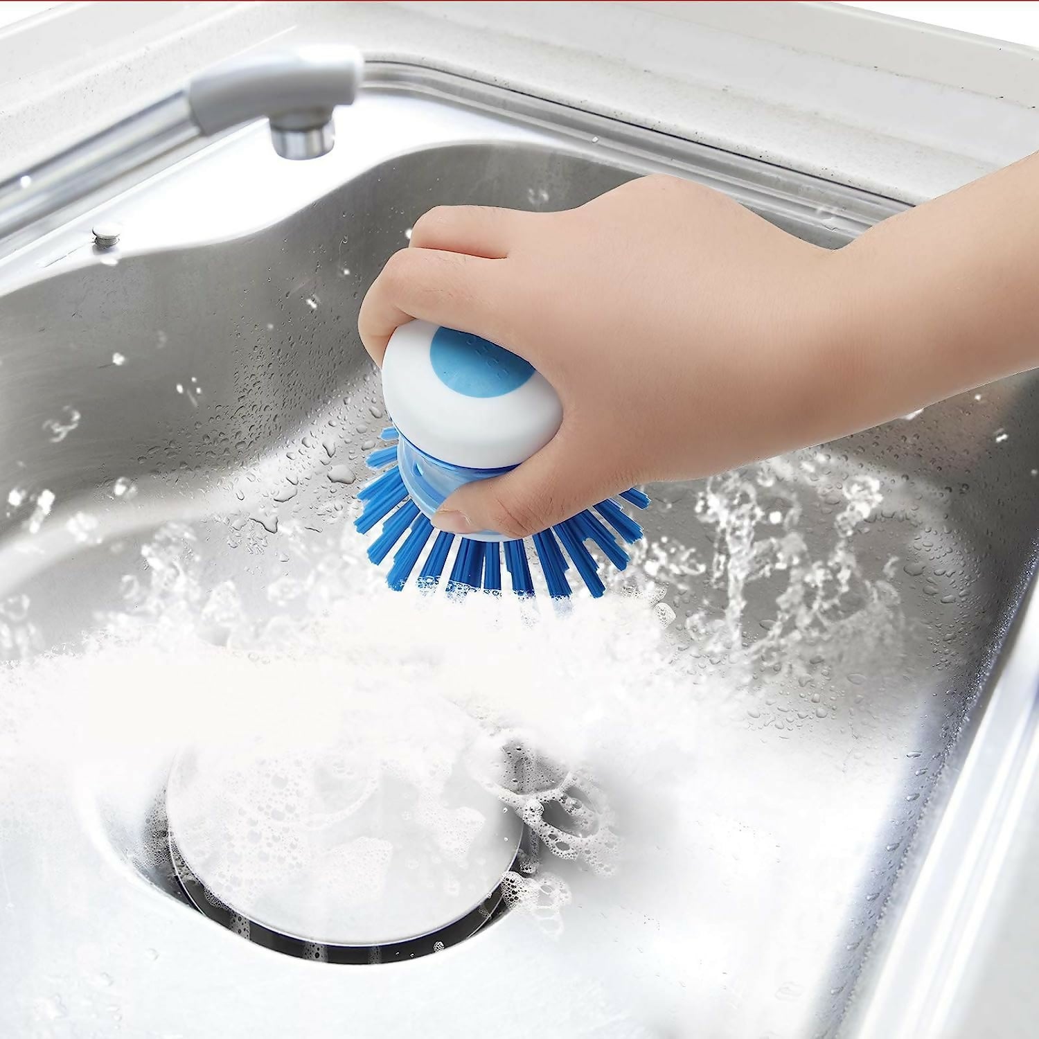 Premium Plastic Cleaning Brush with Built-in Liquid Soap Dispenser