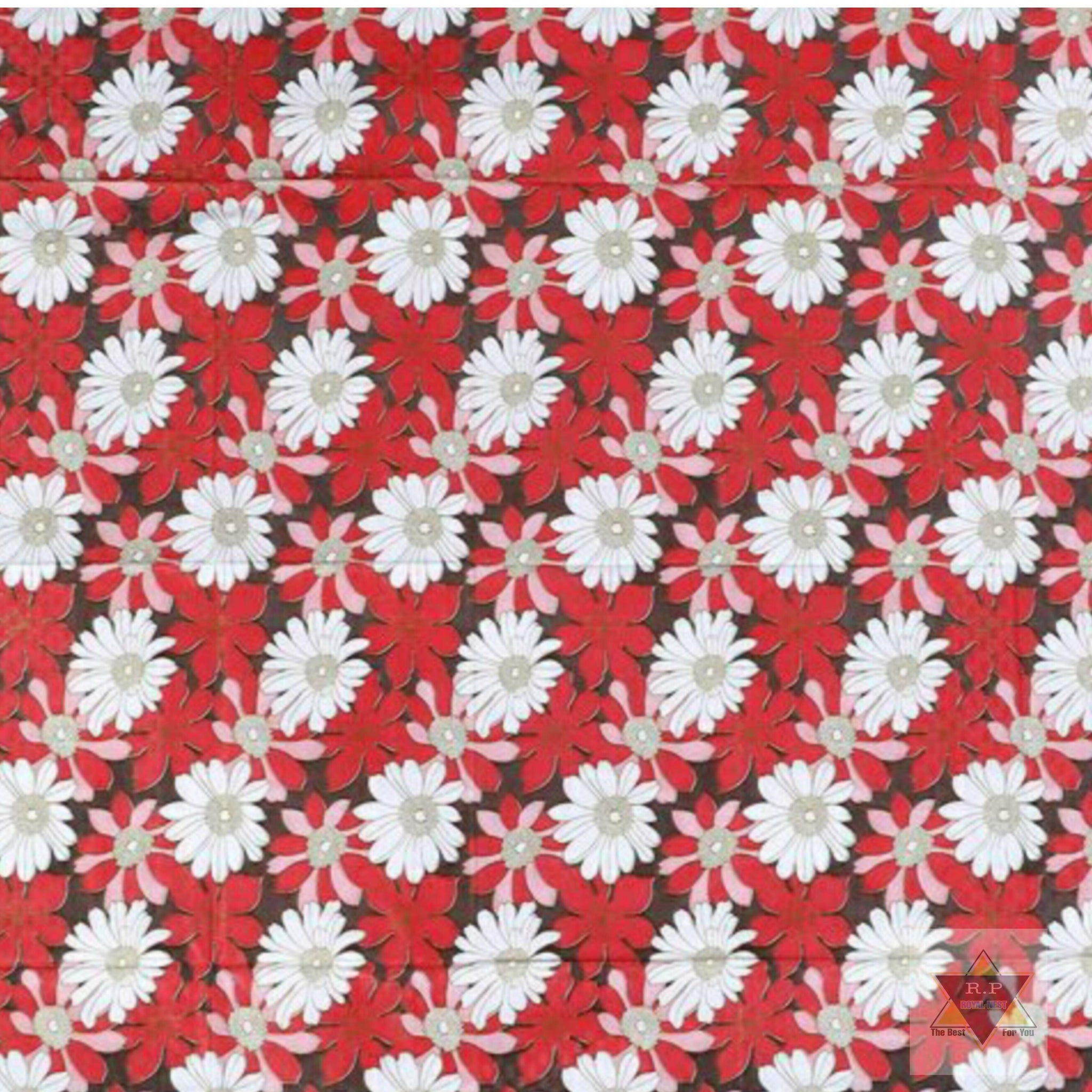 Mopak Decor Radiant Red Big Flower Embroidered Table Cover – Small & Large (40x60 & 60x90) Inches