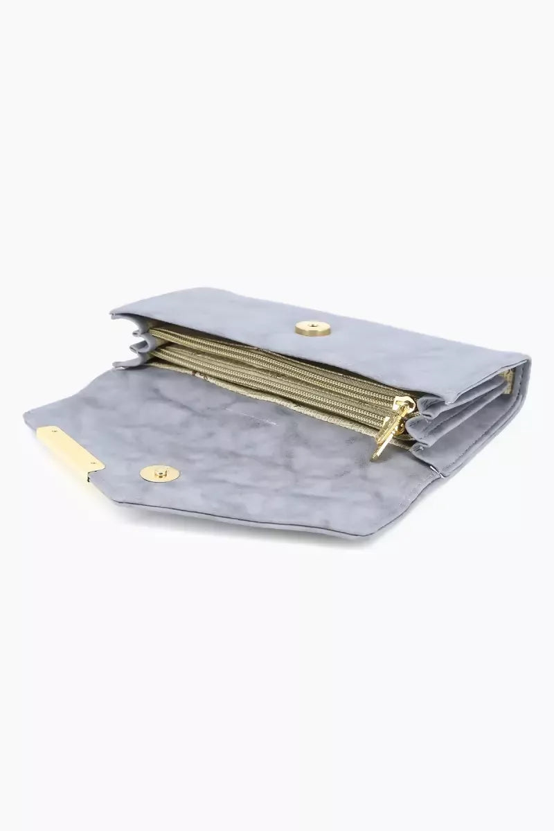 Faux Leather Solid Casual Purse for Women - Grey