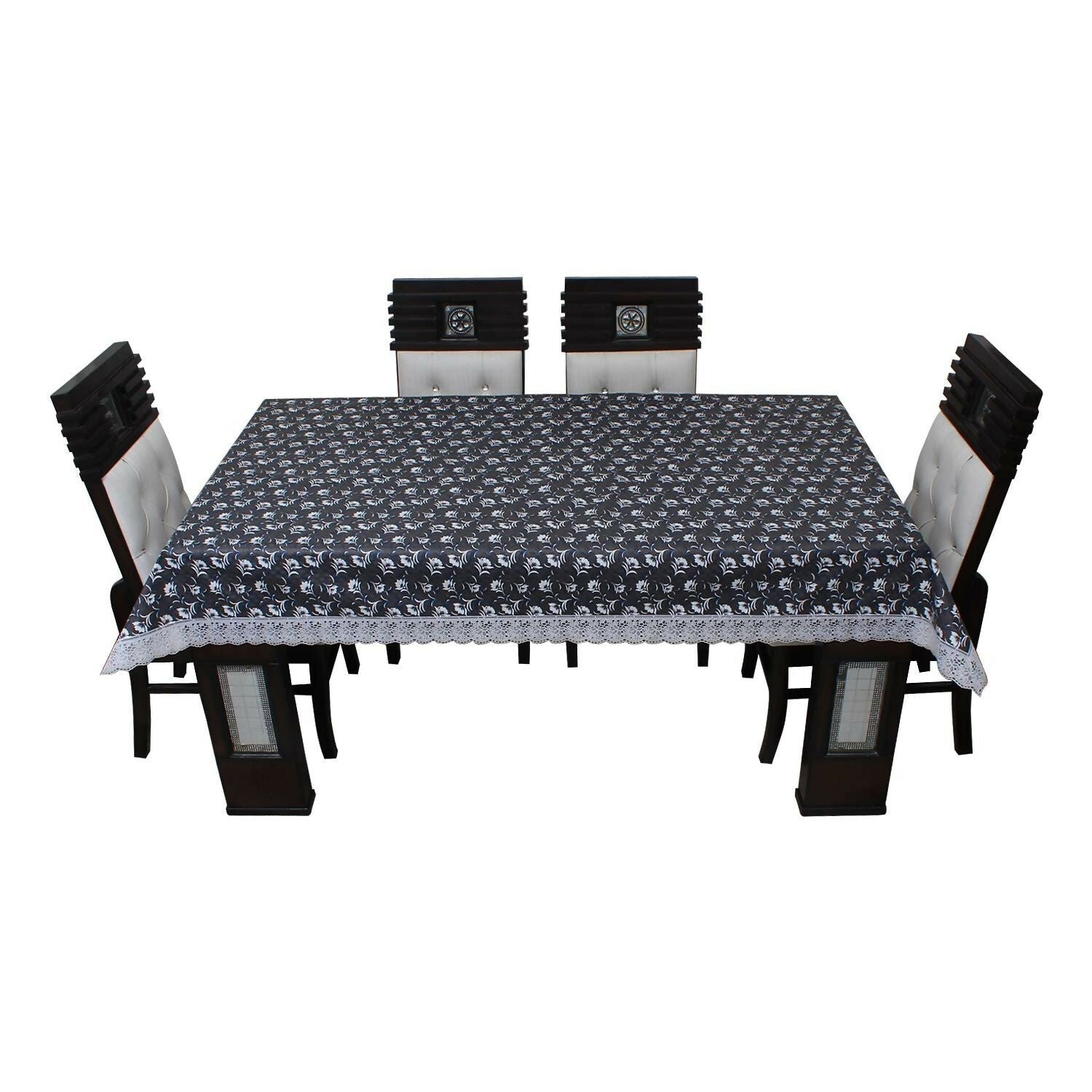 Radiant Black Nalni Embroidered Polyester Table Cover – Small & Large (40x60 & 60x90) Inches