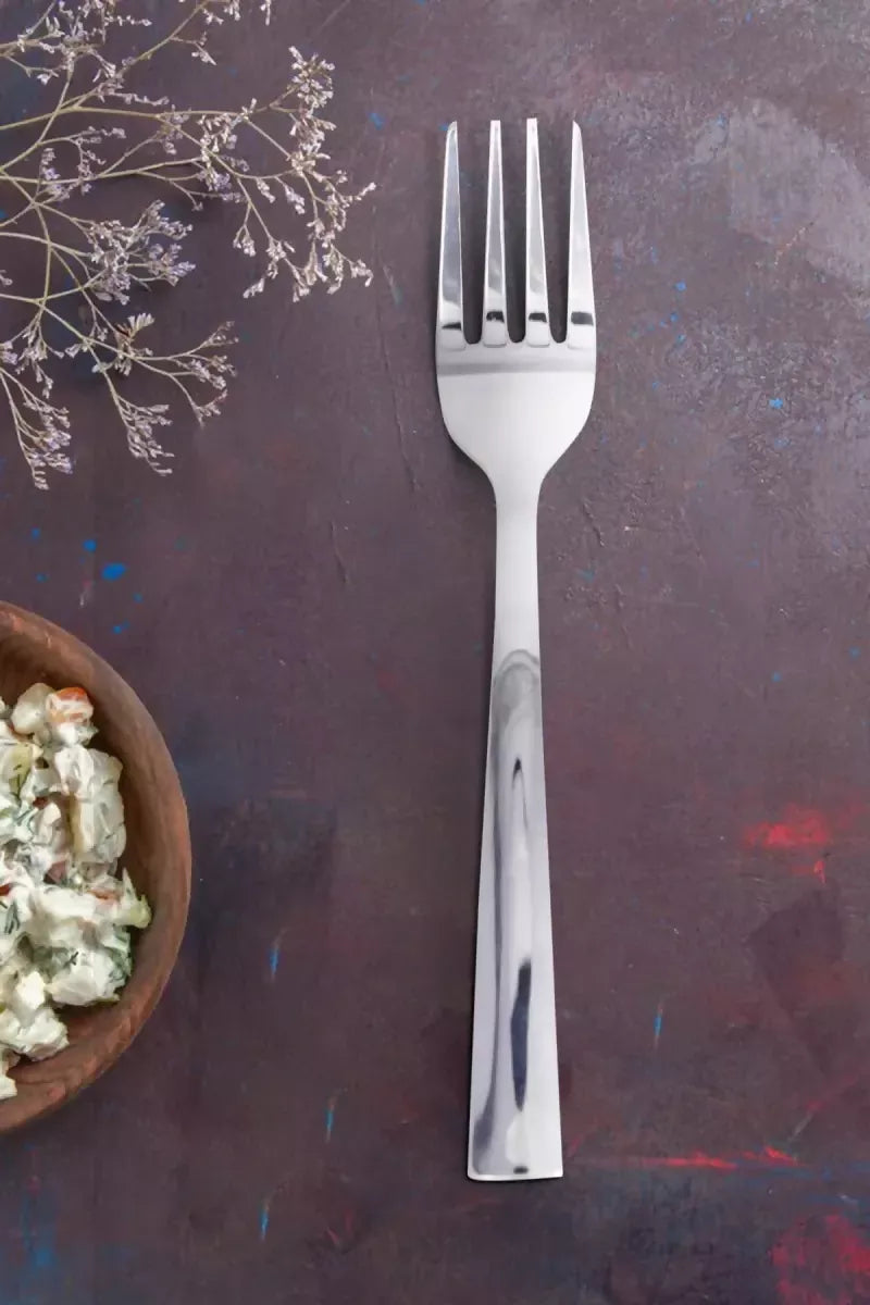 Prabha Stainless Steel Petal Plain Baby Fork Set - 16cm