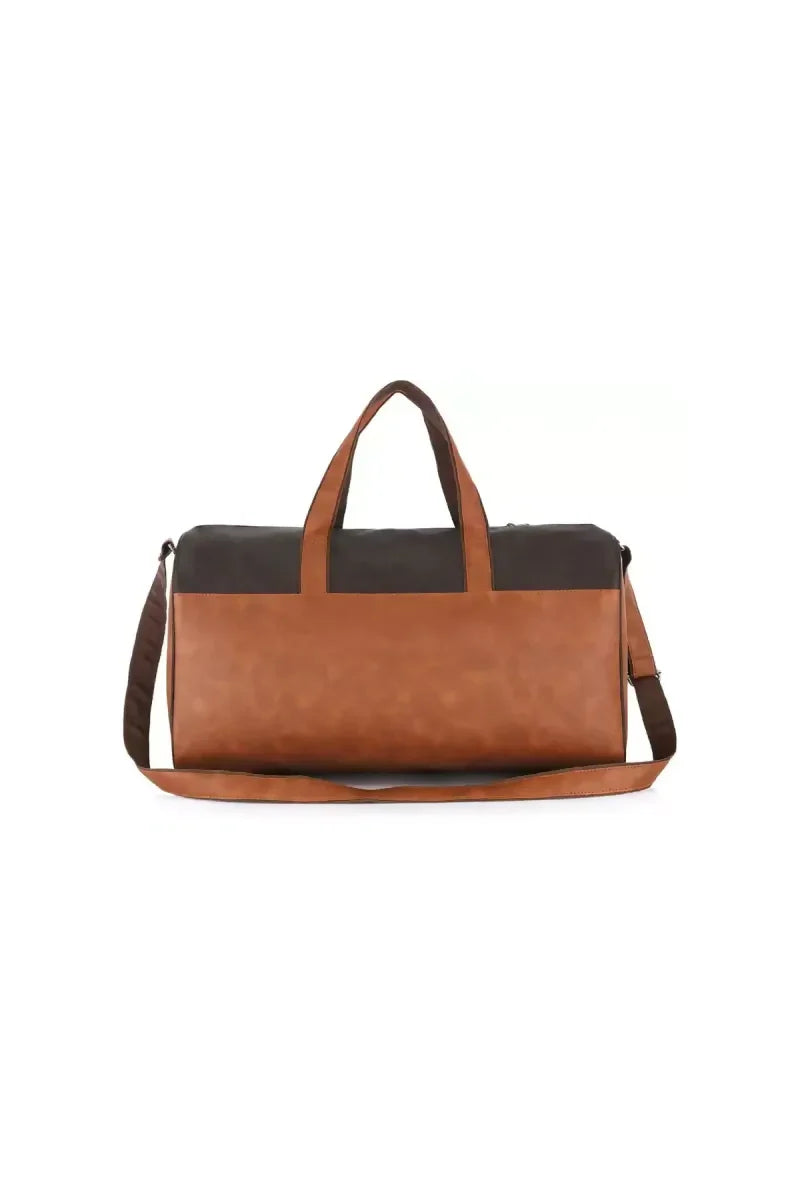 Premium Leatherette Travel Duffle Bag for Unisex - Tan