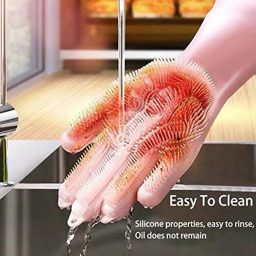 Multispace Silicone Hand Gloves For Dish Washing Bathroom Cleaning And Kitchen (Pack of 1 ASSORTED COLOR