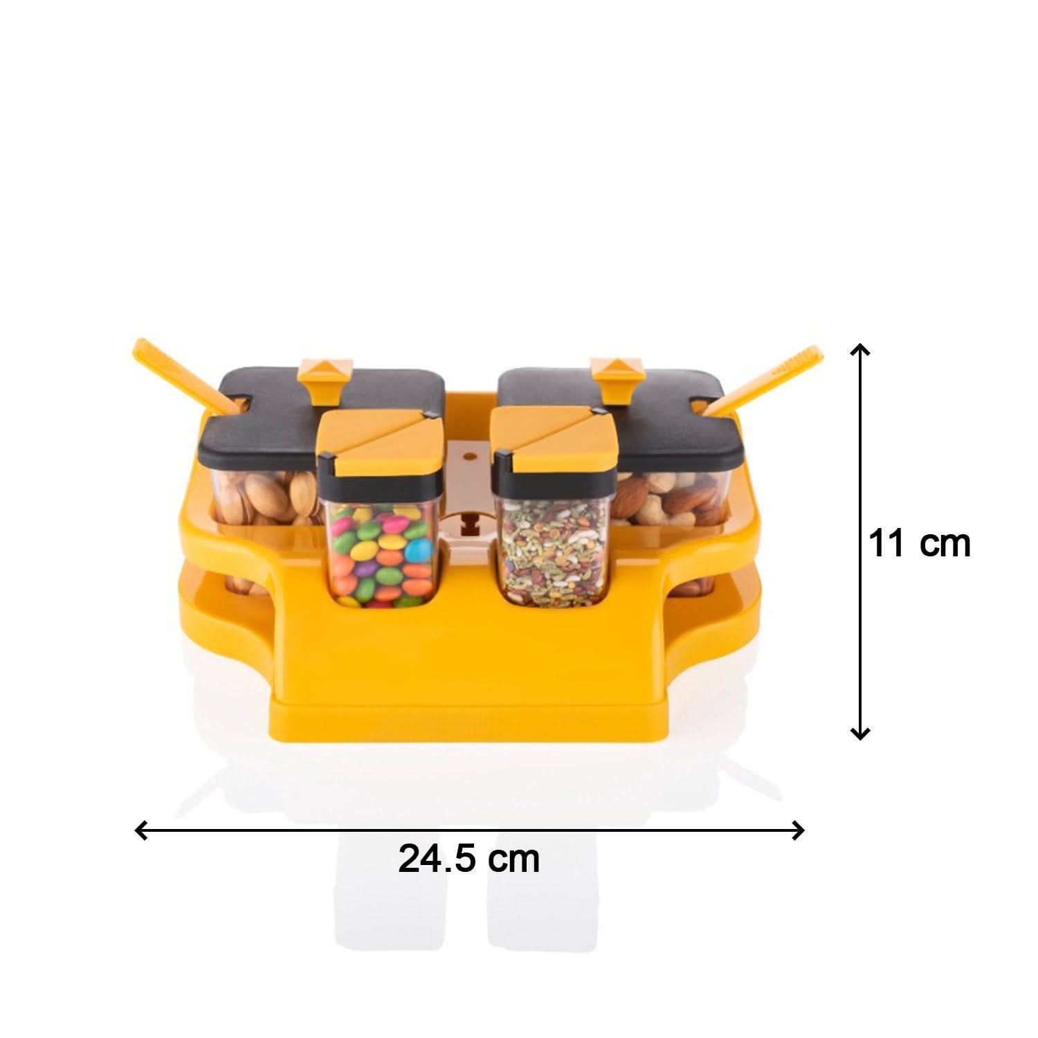 Spice & Achar Jar Set with Tray – 4 Pcs