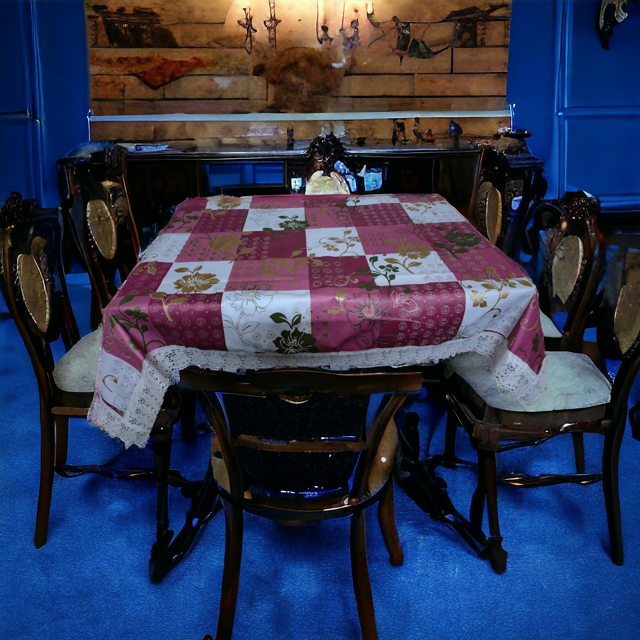 Mopak Decor Elegant Pink Box Flower Table Cover – Small & Large (40x60 & 60x90) Inches