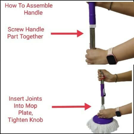 360° Rotating Mop Stick with Refill Set (Random Colors)