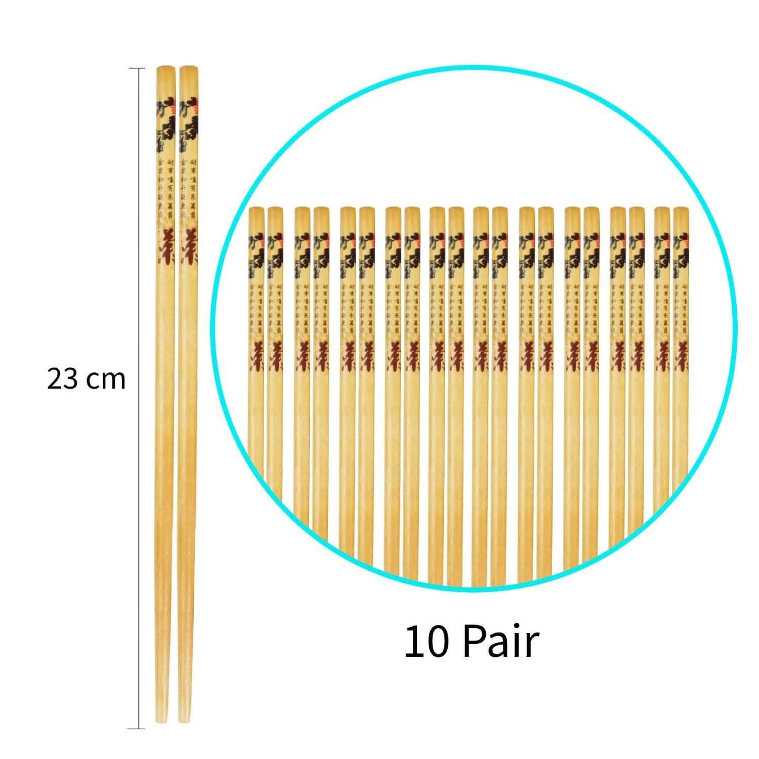 Natural Round Bamboo Reusable Chopsticks (Pack of 10)