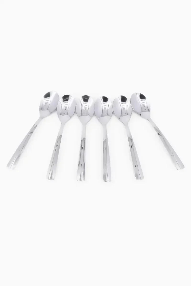 Prabha - Stainless Steel Petal Plain Dessert Spoon Set - 18cm