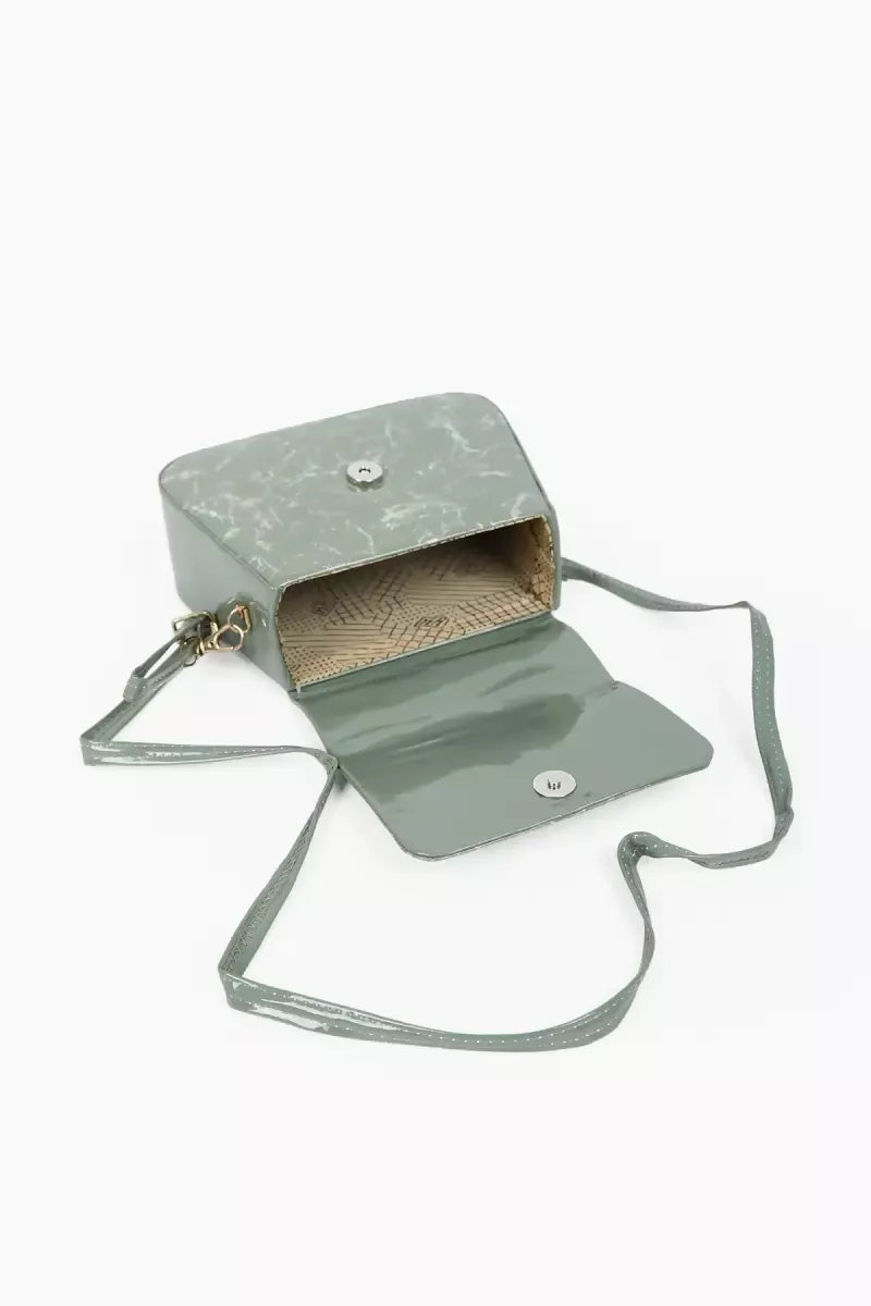 Marble printed Box Sling Bag for Girls - Sea Green