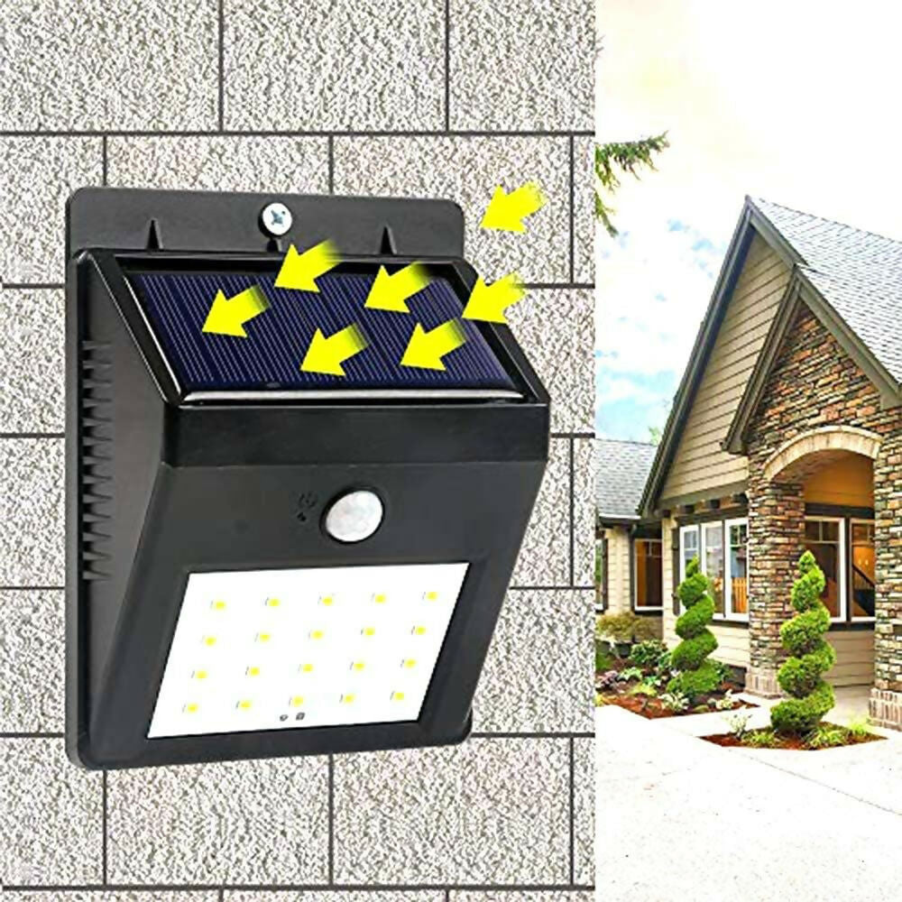Solar Security LED Night Light for Home Outdoor / Garden Wall (Black) (20-LED Lights)