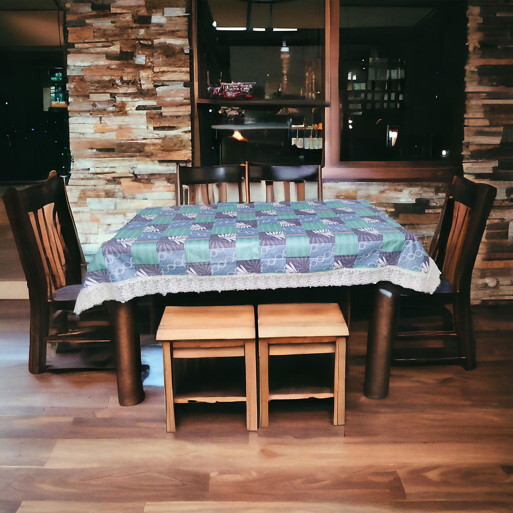 Mopak Decor 3D Print Tablecloth with a Lace Flourish