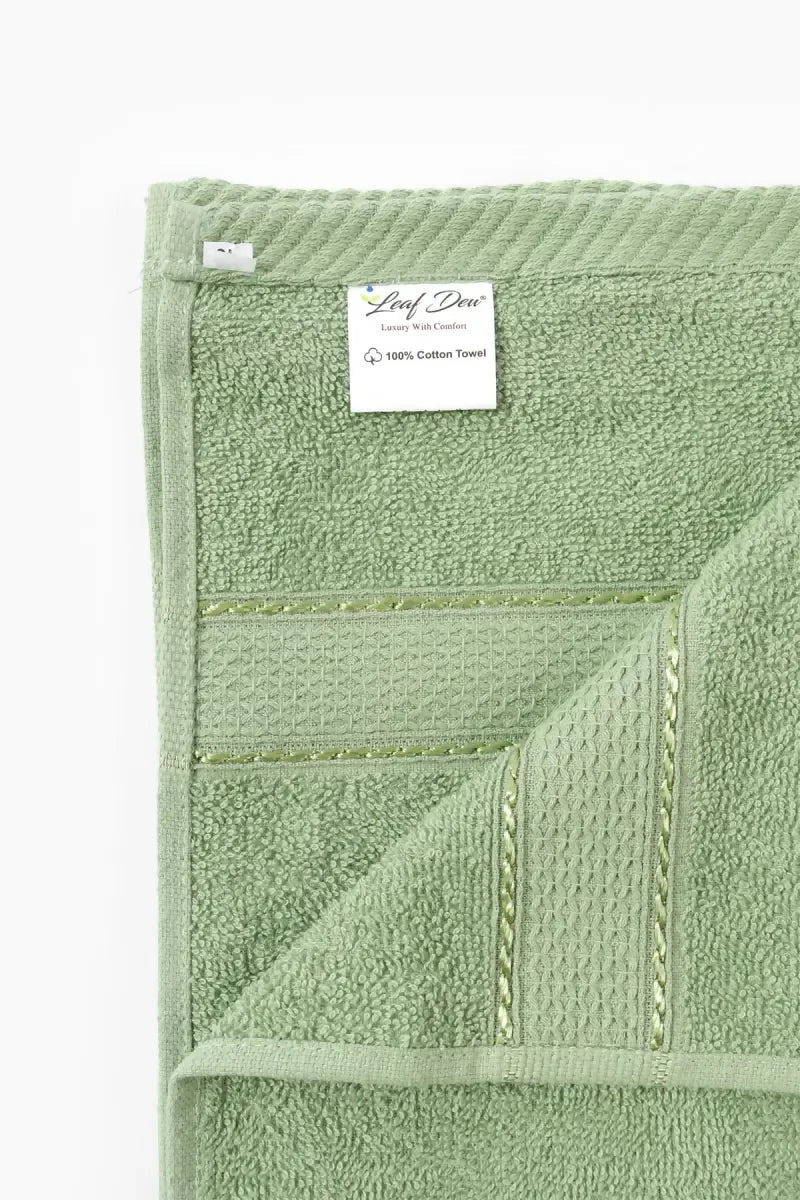 Turkish Cotton Hand Towel - Leaf Dew, 1 Pc - 40 x 60 Cm (Green)