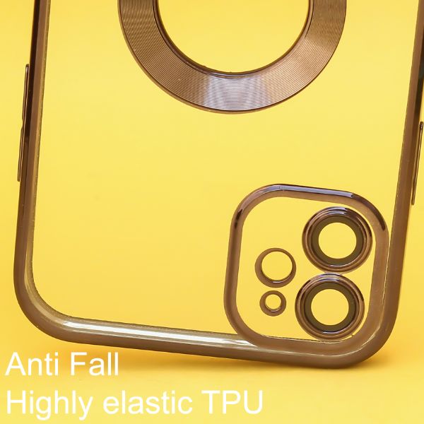 Black 6D Chrome Logo Cut Transparent Case for Apple iphone 11