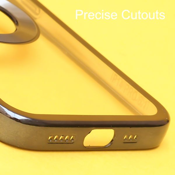 Black 6D Chrome Logo Cut Transparent Case for Apple iphone 12 Pro Max