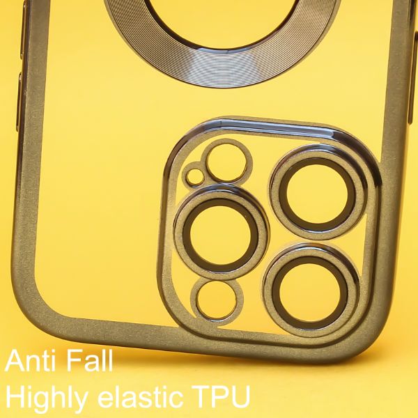 Black 6D Chrome Logo Cut Transparent Case for Apple iphone 13 Pro Max