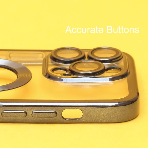 Black 6D Chrome Logo Cut Transparent Case for Apple iphone 13 Pro Max