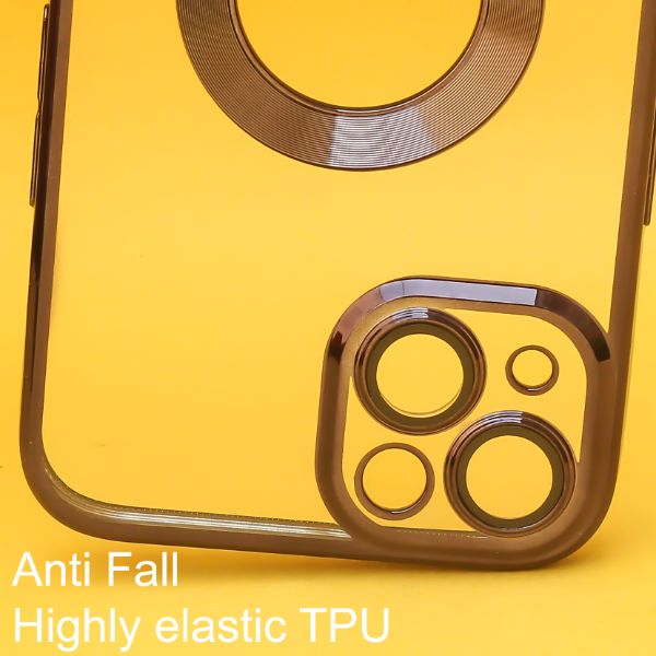 Black 6D Chrome Logo Cut Transparent Case for Apple iphone 14 Plus