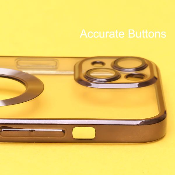 Black 6D Chrome Logo Cut Transparent Case for Apple iphone 14 Plus