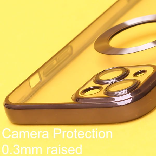 Black 6D Chrome Logo Cut Transparent Case for Apple iphone 14 Plus