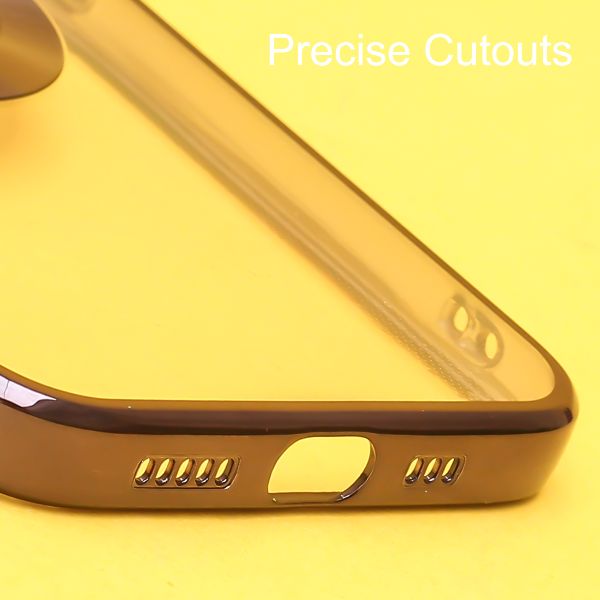 Black 6D Chrome Logo Cut Transparent Case for Apple iphone 14 Plus