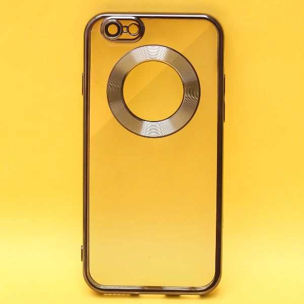 Black 6D Chrome Logo Cut Transparent Case for Apple iphone 6/6s