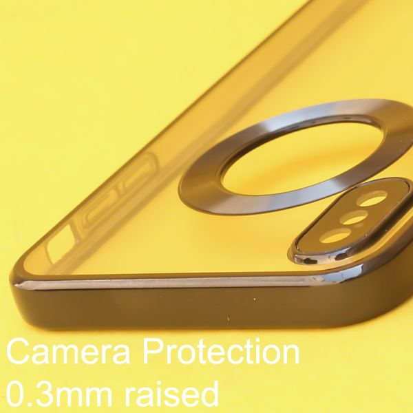 Black 6D Chrome Logo Cut Transparent Case for Apple iphone Xs Max