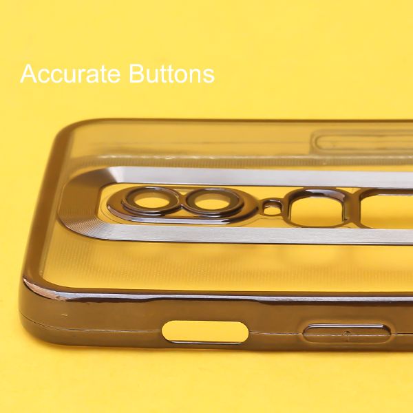 Black 6D Chrome Logo Cut Transparent Case for Oneplus 6