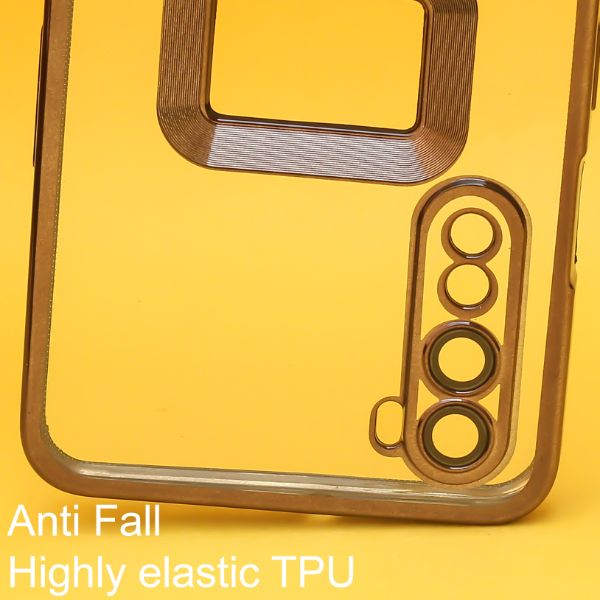 Black 6D Chrome Logo Cut Transparent Case for Oneplus Nord