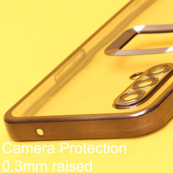 Black 6D Chrome Logo Cut Transparent Case for Oneplus Nord CE