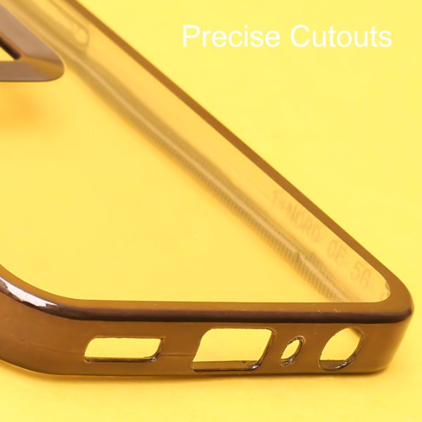 Black 6D Chrome Logo Cut Transparent Case for Oneplus Nord CE