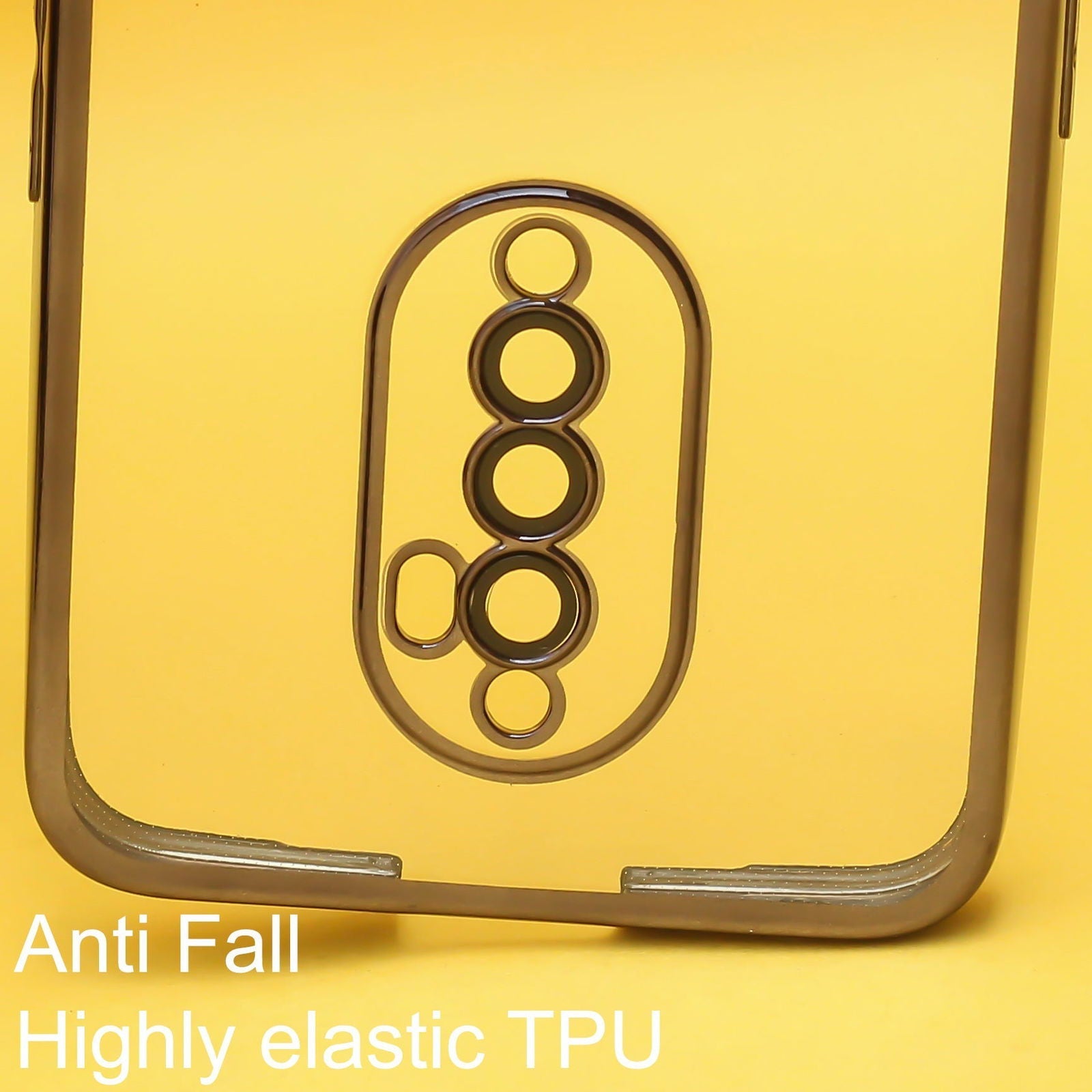 Black 6D Chrome Logo Cut Transparent Case for Oppo Reno 2F