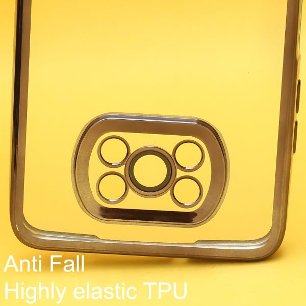 Black 6D Chrome Logo Cut Transparent Case for Poco X3 Pro