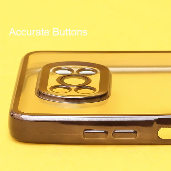 Black 6D Chrome Logo Cut Transparent Case for Poco X3 Pro