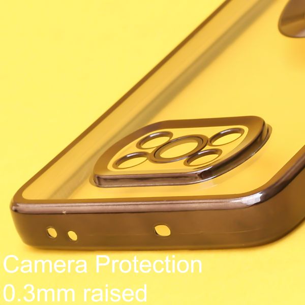 Black 6D Chrome Logo Cut Transparent Case for Poco X3 Pro