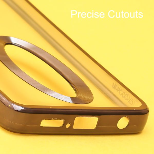 Black 6D Chrome Logo Cut Transparent Case for Poco X3 Pro