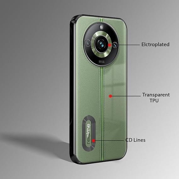 Black 6D Chrome Logo Cut Transparent Case for Realme 11 Pro Plus