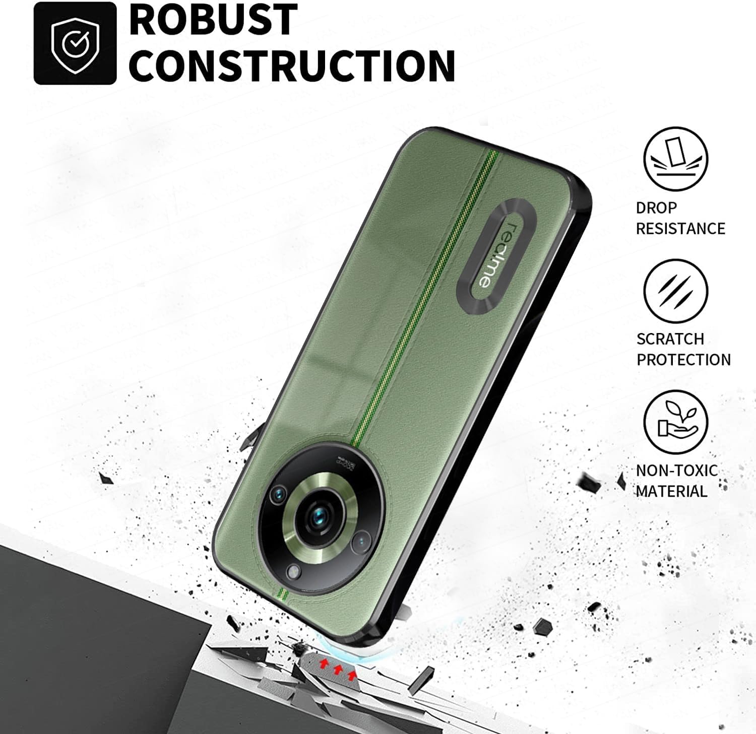 Black 6D Chrome Logo Cut Transparent Case for Realme 11 Pro Plus