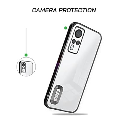 Black 6D Chrome Logo Cut Transparent Case for Vivo V21E