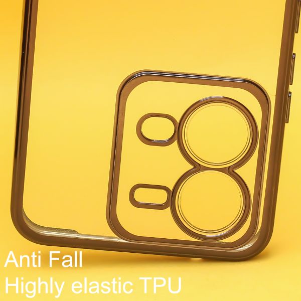 Black 6D Chrome Logo Cut Transparent Case for Vivo V25