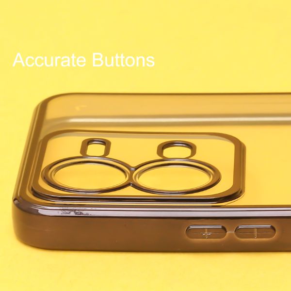 Black 6D Chrome Logo Cut Transparent Case for Vivo V25