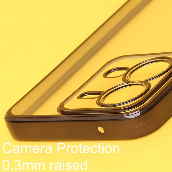 Black 6D Chrome Logo Cut Transparent Case for Vivo V25