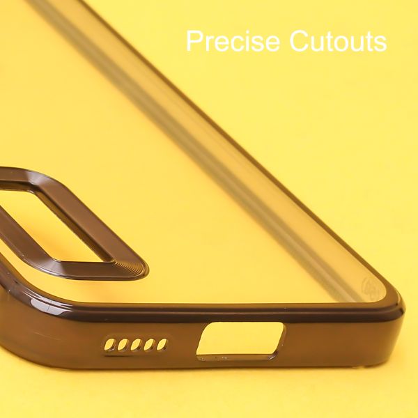 Black 6D Chrome Logo Cut Transparent Case for Vivo V25