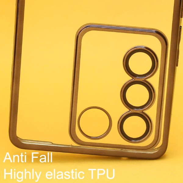 Black 6D Chrome Logo Cut Transparent Case for Vivo V27 5G