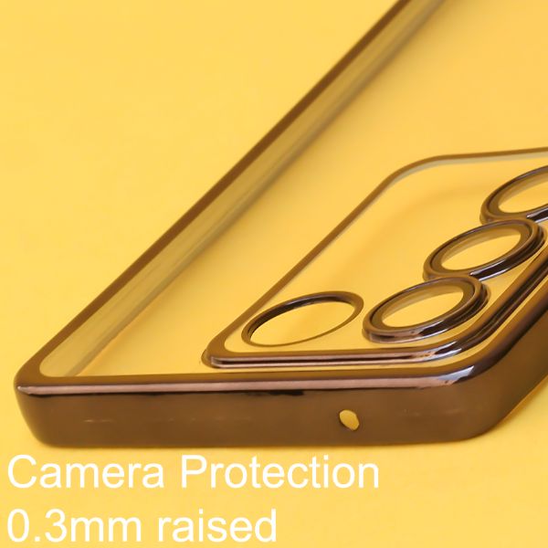 Black 6D Chrome Logo Cut Transparent Case for Vivo V27 5G