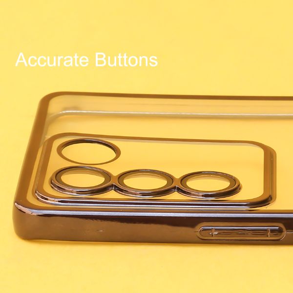 Black 6D Chrome Logo Cut Transparent Case for Vivo V27 5G